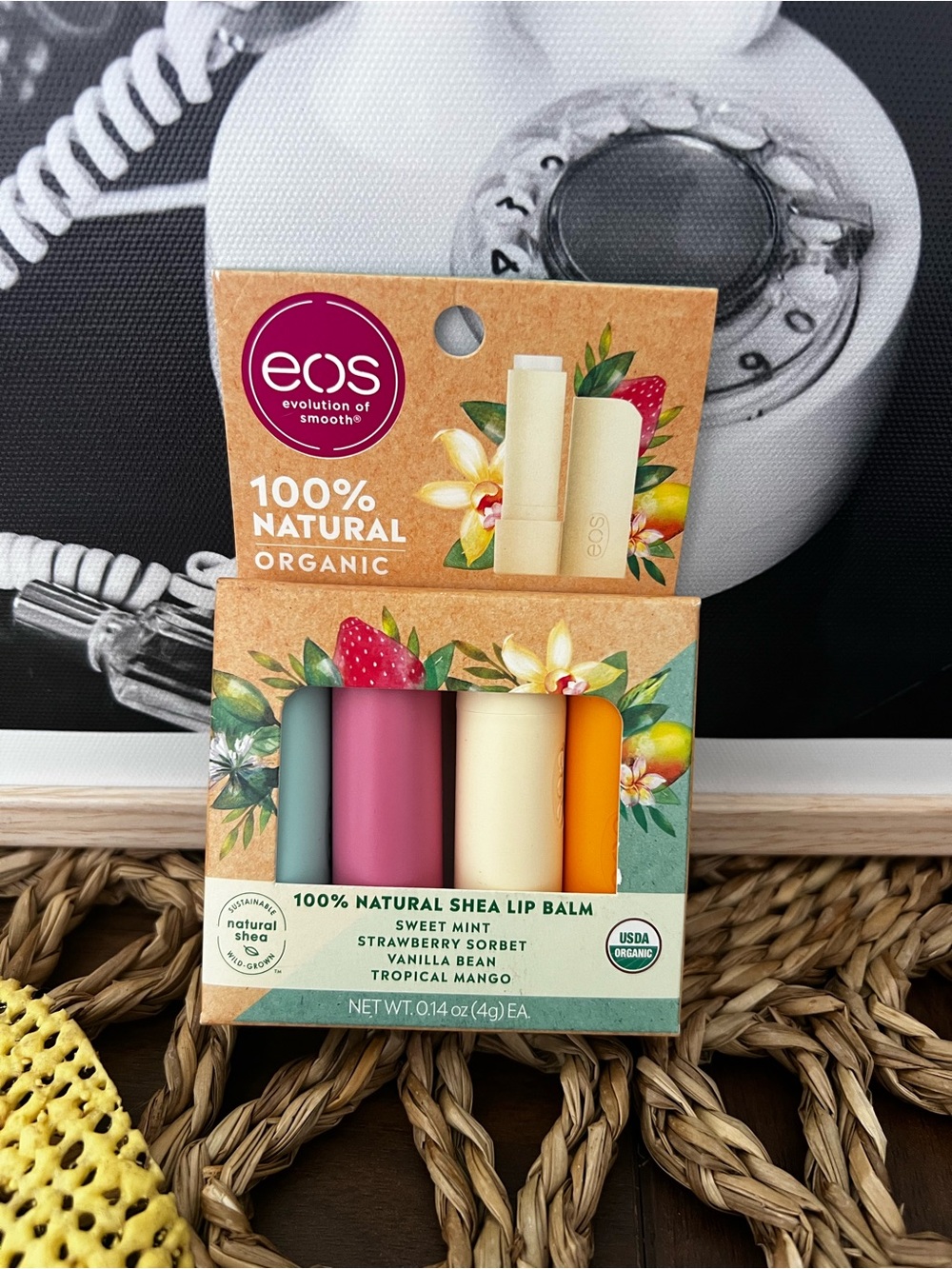 EOS 100% natural organic lip balm. Variety flavors.